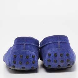 Pre Owned Tod's Blue Suede Gommino Slip On Loafers Size 38.5