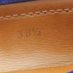 Pre Owned Tod's Blue Suede Gommino Slip On Loafers Size 38.5
