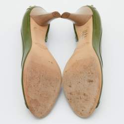 Pre Owned Tod's Green Patent Leather Bow D' Orsay Pumps Size 39