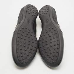 Pre Owned Tod's Black Suede and Leather Lace Up Scrunch Ballet Flats Size 41