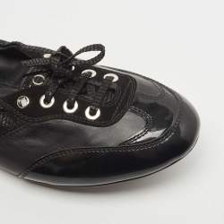 Pre Owned Tod's Black Suede and Leather Lace Up Scrunch Ballet Flats Size 41