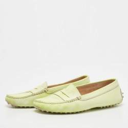 Tod's Neon Two Tone Leather Penny Slip On Loafers Size 36