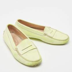 Tod's Neon Two Tone Leather Penny Slip On Loafers Size 36