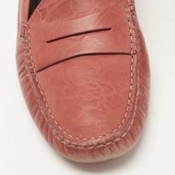 Pre Owned Tod's Red Leather Penny Slip On Loafers Size 38.5