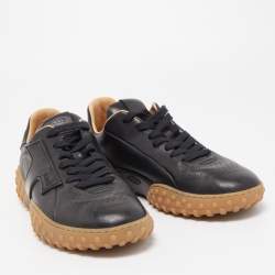 Pre Owned Tod's Black Leather Perforated Detail Low Top Lace Up Sneakers Size 40