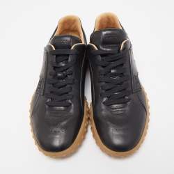 Pre Owned Tod's Black Leather Perforated Detail Low Top Lace Up Sneakers Size 40