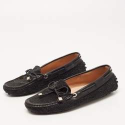 Pre Owned حذاء لوفرز تودز فيونكة سليب أون سويدي أسود مقاس 38.5