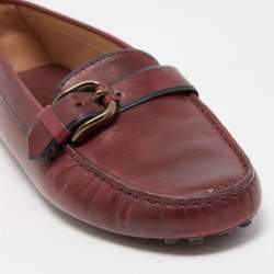 Pre Owned Tod's Burgundy Leather Slip On Loafers Size 39