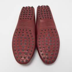 Pre Owned Tod's Burgundy Leather Slip On Loafers Size 39