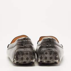 Pre Owned Tod's Metallic Leather Slip On Loafers Size 39