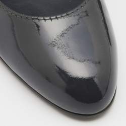 Pre Owned Tod's Grey Patent Leather Wedge Pumps Size 37