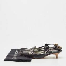 Pre Owned Tod's Black Leather Slingback Pumps Size 36