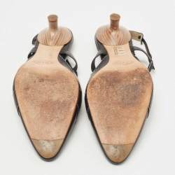 Pre Owned Tod's Black Leather Slingback Pumps Size 36