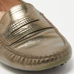 Pre Owned Tod's Metallic Leather Penny Loafers Size 41