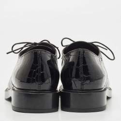 Tod's Black Croc Embossed Patent Leather Lace Up Derby Size 39