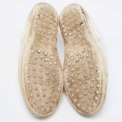 Pre Owned Tod's White Leather Slip on Loafers Size 37.5