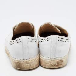 Pre Owned Tod's White Leather Slip on Loafers Size 37.5
