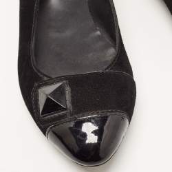 Tod's Black Suede and Patent Leather Ballet Flats Size 36