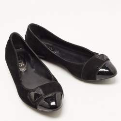 Tod's Black Suede and Patent Leather Ballet Flats Size 36