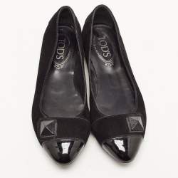 Tod's Black Suede and Patent Leather Ballet Flats Size 36