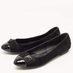 Tod's Black Suede and Patent Leather Ballet Flats Size 36