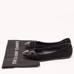 Tod's Black Suede and Patent Leather Ballet Flats Size 36