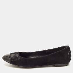 Tod's Black Suede and Patent Leather Ballet Flats Size 36