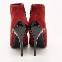 Pre Owned Tod's Burgundy Suede Zip Ankle Boots Size 39