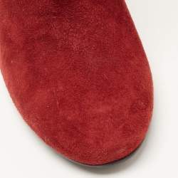 Pre Owned Tod's Burgundy Suede Zip Ankle Boots Size 39