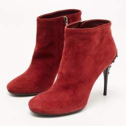 Pre Owned Tod's Burgundy Suede Zip Ankle Boots Size 39
