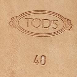 Pre Owned Tod's Silver Foil Leather Studded Block Heel Ankle Strap Sandals Size 40