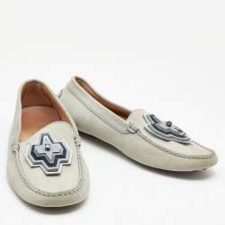 Pre Owned Tod's Grey Nubuck Leather Slip On Loafers Size 41