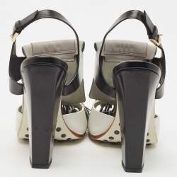 مملوكة مسبقًا Tod's Tricolor Leather and Suede Fringe Detail Slingback Sandals Size 38