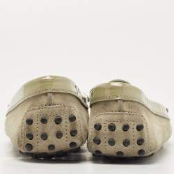 Tod's Grey Suede and Patent Leather Slip On Loafers Size 38