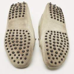 Tod's Grey Suede and Patent Leather Slip On Loafers Size 38