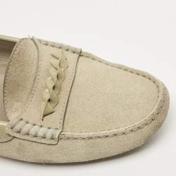 Tod's Grey Suede and Patent Leather Slip On Loafers Size 38