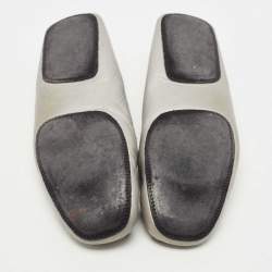 Pre Owned Tod's Grey Leather Slip On Loafers Size 38.5