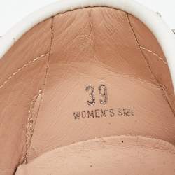 Pre Owned Tod's White Leather Studded Gommino Slip On Loafers Size 39