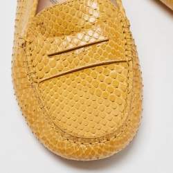 مملوكة مسبقًا Tod's Yellow Python Penny Loafers Size 37 
