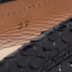 Pre Owned Tod's Black Python Leather Slip On  Loafers Size 37