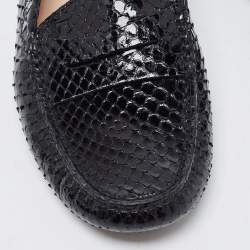 Pre Owned Tod's Black Python Leather Slip On  Loafers Size 37