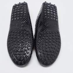 Pre Owned Tod's Black Python Leather Slip On  Loafers Size 37