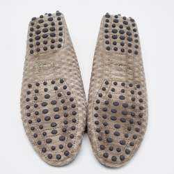 Pre Owned Tod's Dark Grey Leather Python Embossed Penny Loafers Size 37.5