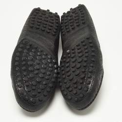 Pre Owned Tod's Black Laminated Suede Penny Loafers Size 35