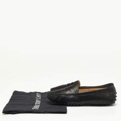 Pre Owned Tod's Black Laminated Suede Penny Loafers Size 35