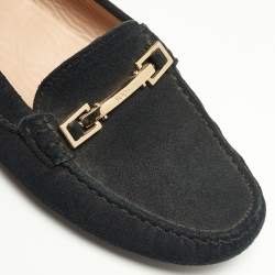 Pre Owned Tod's Black Suede Horsebit Loafers Size 37