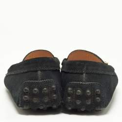 Pre Owned Tod's Black Suede Horsebit Loafers Size 37