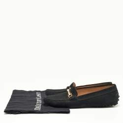Pre Owned Tod's Black Suede Horsebit Loafers Size 37