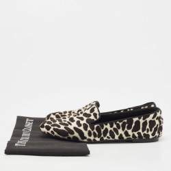 Tod's Black/White Leopard Print Calf Hair Smoking Slippers Size 36.5 