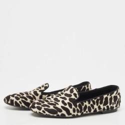 Tod's Black/White Leopard Print Calf Hair Smoking Slippers Size 36.5 